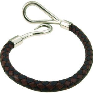 HERMES bracelet Brown Black Silver Women Authentic secondhand